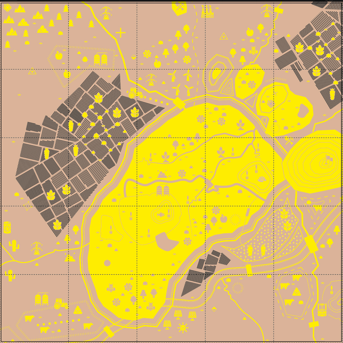 Illustration of a footprint as in an aerial photograph