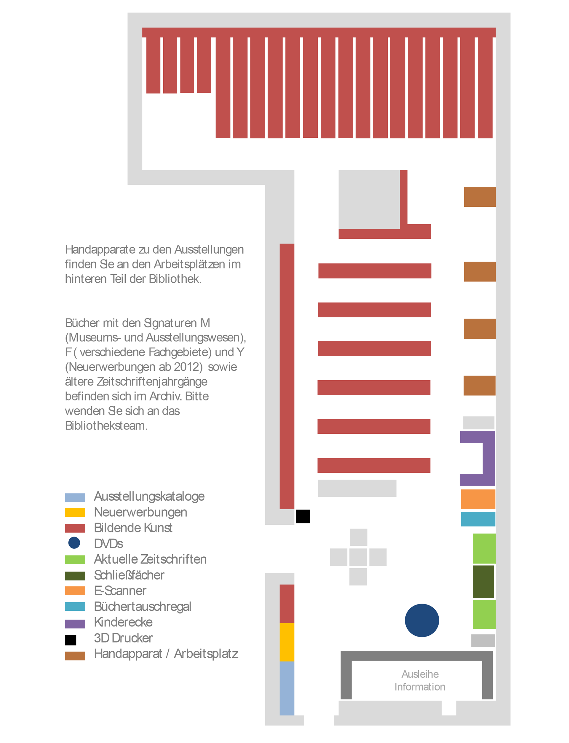 Grafik zeigt einen Lageplan der Bibliothek.